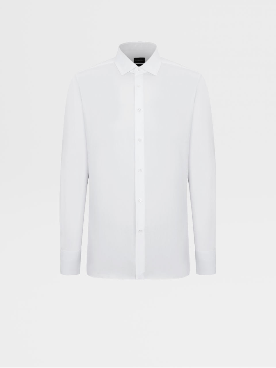 白色细纹理Trofeo™棉质精裁衬衫，Milano合身版型